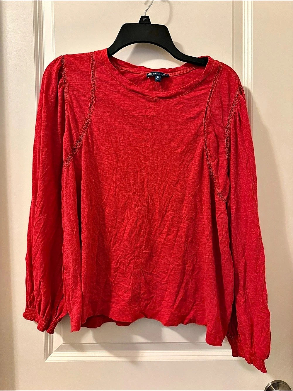 Democracy Red Long Sleeve Blouse Size 1X